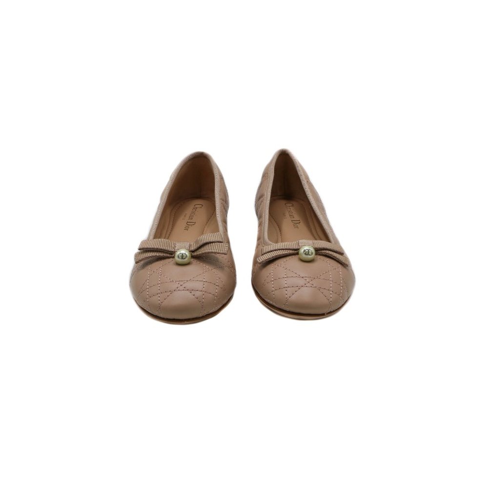 13103 - Christian Dior Ballet Flat Nude Quilted Cannage Calfskin Size 38 - Picture 2 of 7